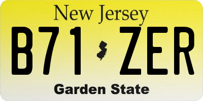 NJ license plate B71ZER