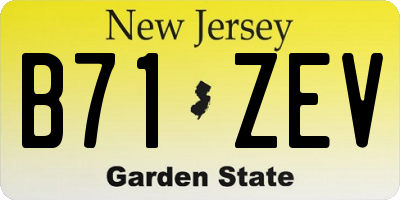 NJ license plate B71ZEV