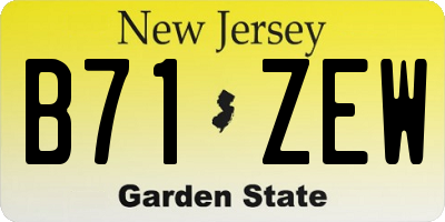 NJ license plate B71ZEW
