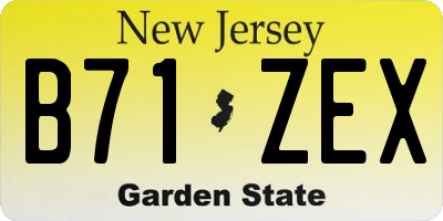 NJ license plate B71ZEX