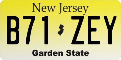 NJ license plate B71ZEY