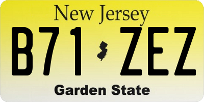 NJ license plate B71ZEZ