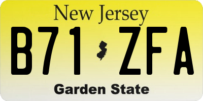 NJ license plate B71ZFA