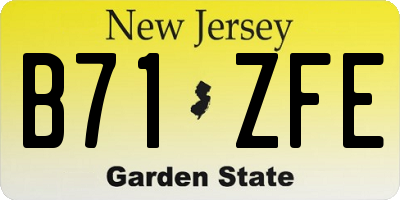 NJ license plate B71ZFE