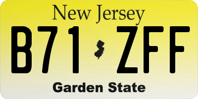 NJ license plate B71ZFF