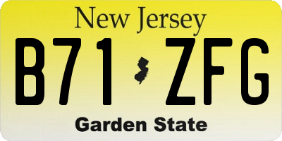 NJ license plate B71ZFG