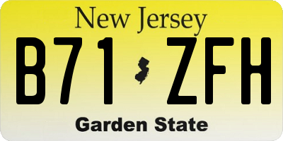 NJ license plate B71ZFH