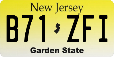 NJ license plate B71ZFI