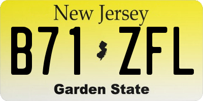 NJ license plate B71ZFL