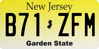 NJ license plate B71ZFM