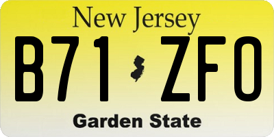 NJ license plate B71ZFO