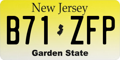 NJ license plate B71ZFP