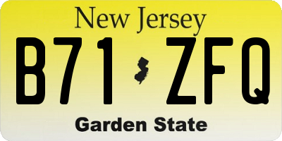 NJ license plate B71ZFQ
