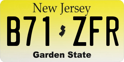 NJ license plate B71ZFR