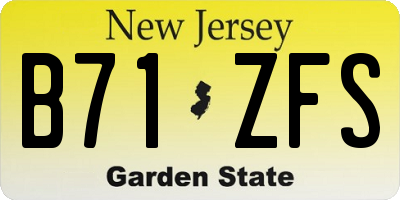 NJ license plate B71ZFS