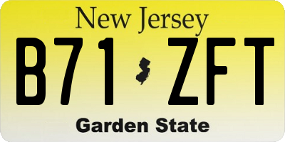 NJ license plate B71ZFT