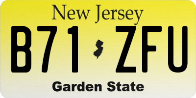 NJ license plate B71ZFU