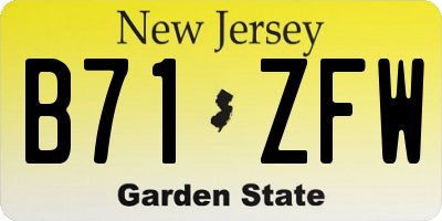 NJ license plate B71ZFW