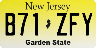 NJ license plate B71ZFY
