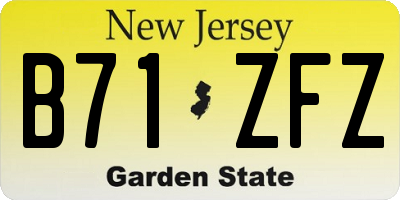 NJ license plate B71ZFZ