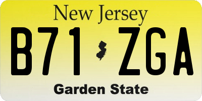 NJ license plate B71ZGA