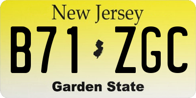 NJ license plate B71ZGC