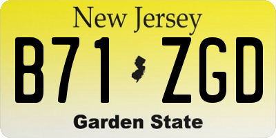 NJ license plate B71ZGD