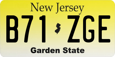 NJ license plate B71ZGE