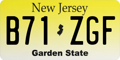 NJ license plate B71ZGF