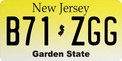 NJ license plate B71ZGG