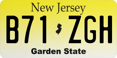 NJ license plate B71ZGH
