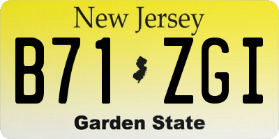 NJ license plate B71ZGI