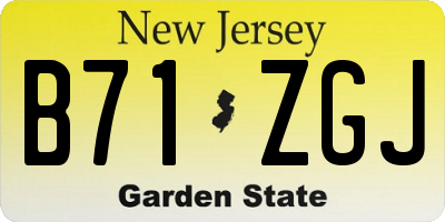 NJ license plate B71ZGJ