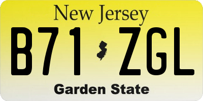 NJ license plate B71ZGL