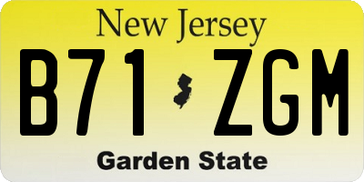 NJ license plate B71ZGM