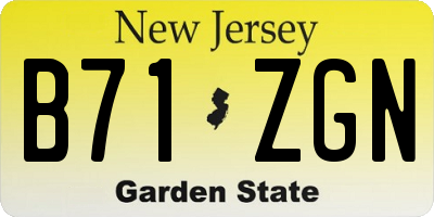 NJ license plate B71ZGN