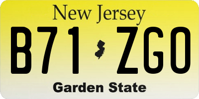 NJ license plate B71ZGO