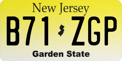 NJ license plate B71ZGP