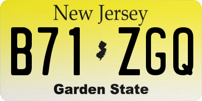 NJ license plate B71ZGQ