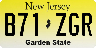 NJ license plate B71ZGR