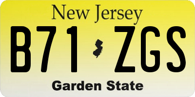 NJ license plate B71ZGS