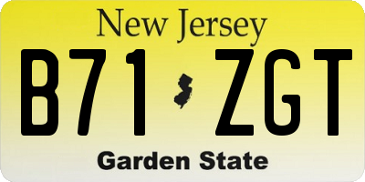 NJ license plate B71ZGT