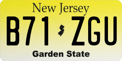 NJ license plate B71ZGU