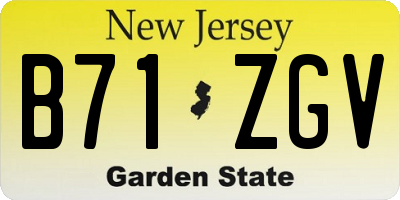 NJ license plate B71ZGV