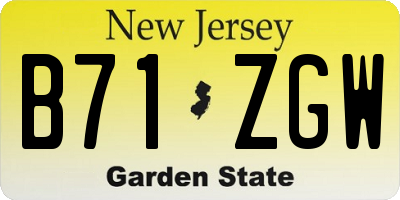 NJ license plate B71ZGW