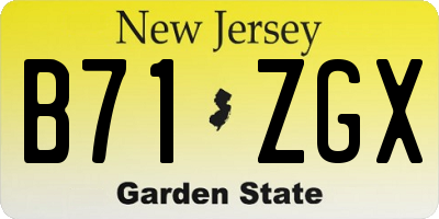 NJ license plate B71ZGX