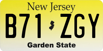 NJ license plate B71ZGY