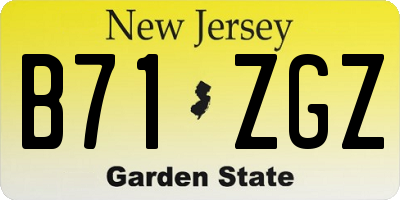 NJ license plate B71ZGZ
