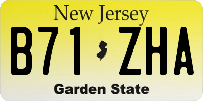 NJ license plate B71ZHA