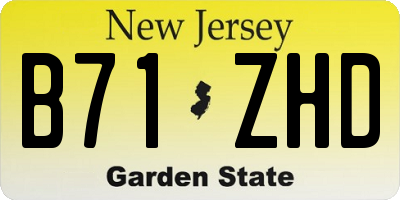 NJ license plate B71ZHD